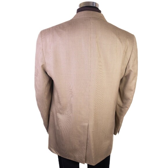 Stafford Sport Coat Blazer Mens 42L Beige Houndstooth Jacket Blazer Silk/Wool - Picture 8 of 14